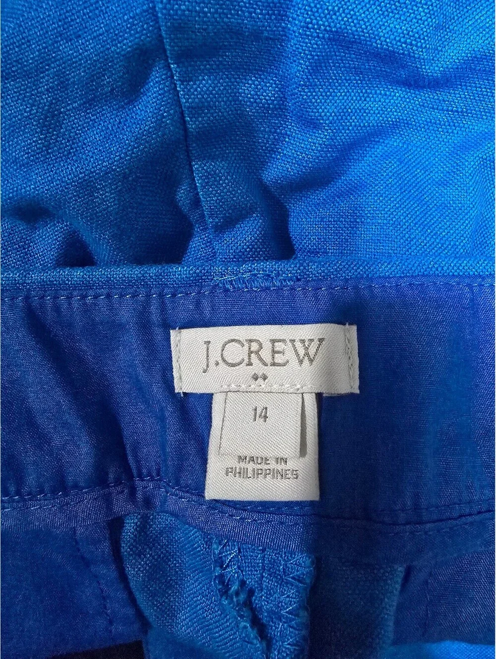 J.Crew Women's Blue Linen Cotton Scalloped Hem Shorts Size 14